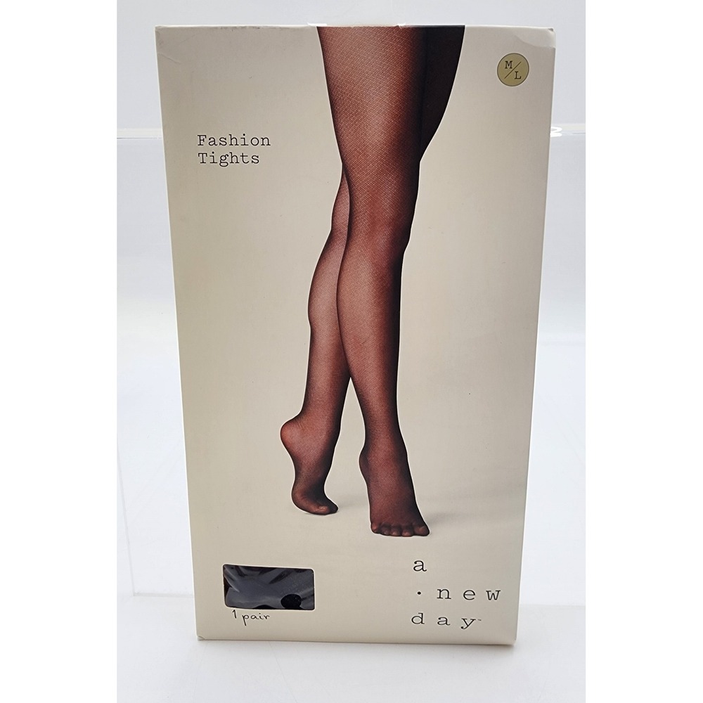 A New Day Fashion Tights Women M/L Ebony Black NEW Textured Hosiery Target